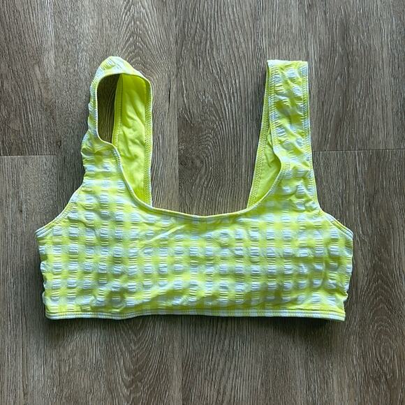 Roxy Other - Roxy Beautiful Sun Bralette Bikini Top Yellow & White Gingham Large
